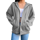 Brown Zip Up Sweatshirt Winter Jacket Clothes oversize y2k Hoodies Women plus size Vintage Pockets Long Sleeve Pullovers
