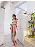 Bohemian National Style Chiffon Trousers Loose Wide Leg Pants Summer Thin Seaside Vacation Wear Beach Pants Women