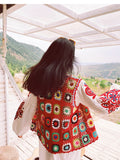 Ethnic Style Cotton and Linen Embroidery V-Neck Lantern Sleeve Dress Autumn Women's Grassland Travel Bohemian Loose Long Dress