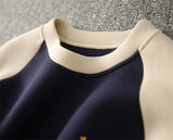 Autumn Winter Color Blocking Printing Letter Sweatshirts Women New Long Sleeve O-collar Plush Thickening All-match Top