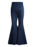 Romildi New Fashion Vintage Denim Flared Pants High Waist Women Hollow Out Hem Streetwear Party Clothes