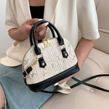Fashion Lace Top-handle Bags For Women Casual Patchwork Straw Shoulder Bag Ladies Handbags Shell Crossbody Bags