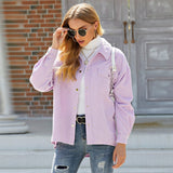 Fashion Corduroy Jacket Women&#39;s Shirt Spring and Autumn New Korean Simple Single Breasted Long Sleeve Lapel Solid High Quality