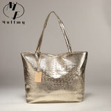 Brand Fashion Casual Women Shoulder Bags Silver Gold Black Crocodile Handbag PU Leather Female Big Tote Bag Ladies Hand Bags Sac