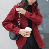 Fashion Corduroy Jacket Women&#39;s Shirt Spring and Autumn New Korean Simple Single Breasted Long Sleeve Lapel Solid High Quality