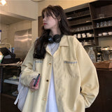 Fashion Corduroy Jacket Women&#39;s Shirt Spring and Autumn New Korean Simple Single Breasted Long Sleeve Lapel Solid High Quality