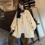 Fashion Corduroy Jacket Women&#39;s Shirt Spring and Autumn New Korean Simple Single Breasted Long Sleeve Lapel Solid High Quality