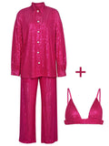 Romildi 3 Piece Set Women Suit Pants Crop Top Female Shirts Jogging Glitter Sequin Sets  Y2K Party Club Sexy Outfits Pink Tracksuit