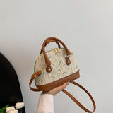 Fashion Lace Top-handle Bags For Women Casual Patchwork Straw Shoulder Bag Ladies Handbags Shell Crossbody Bags