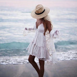 Romildi Summer Halter Boho Dress Women Lace Up Backless Beach Sundress Sexy Ball Gown Hippie Bohemian Tube Dresses Robe