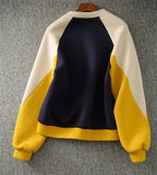 Autumn Winter Color Blocking Printing Letter Sweatshirts Women New Long Sleeve O-collar Plush Thickening All-match Top