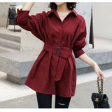 Fashion Corduroy Jacket Women&#39;s Shirt Spring and Autumn New Korean Simple Single Breasted Long Sleeve Lapel Solid High Quality