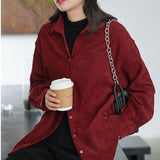 Fashion Corduroy Jacket Women&#39;s Shirt Spring and Autumn New Korean Simple Single Breasted Long Sleeve Lapel Solid High Quality