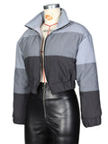 Fall Patchwork Jakcets For Women Fashion Black Long Sleeve Winter Down Coat Female Blue Winter Zip Up Jakcets