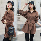 Fashion Corduroy Jacket Women&#39;s Shirt Spring and Autumn New Korean Simple Single Breasted Long Sleeve Lapel Solid High Quality