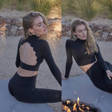 Spring Summer Sports Bra Women Long Sleeve Crop Top Backless Yoga Breathable Black Sexy Fitness T Shirts Casual Gym Tee