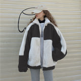Romildi Harajuku Women Lambswool Jackets Oversized Korean Style Streetwear Fleece Hoodie Female Winter Oversized Velvet Coats