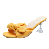 Fashion Bow Sandals Summer Woman Elegant Slide Shoes for Women Footwear Chinelos Clear Heels Female Slipper Red