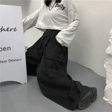 Cargo Pants Women Couple Ins Harajuku Spring Autumn Japanese Style Loose Casual Streetwear Pockets BF Full Length Black Elastic