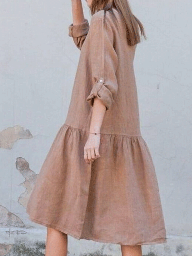 RomiLdi Casual Solid Linen Dress