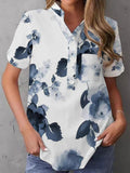 rRomildi Women's Casual Floral Shirts V-Neck Loose Floral Print Blouse Top