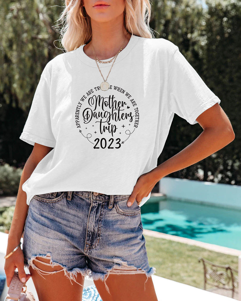 rRomildi Mother Daughters Trip 2023 Tshirt Letter Quotes Print on Tee