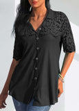 rRomildi Women's Lady Shirt Lace Mid Sleeve Solid Color Blouse