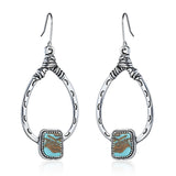 RomiLdi Vintage Earrings Boho Turquoise Ethnic Jewelry Western Cowgirl Engraving Hoop Earring
