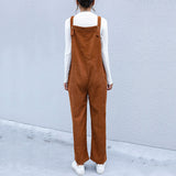 RomiLdi Women Brown Corduroy Jumpsuit