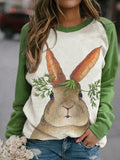 RomiLdi Women's Happy Easter Cute Bunny Print Sweatshirt
