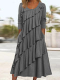 rRomildi Women's Dress Solid Layer Cake Hem Casual Maxi Dress