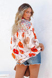 RomiLdi Sexy Floral Print V-Neck Loose Button Down Blouse Top Holiday Boho Shirt