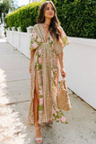 RomiLdi Floral Print V-Neck Maxi Dress Boho Beach Dresses