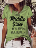 rRomildi Women's I'm The Middle Sister,I Am The Reason We Have Rules T-Shirt