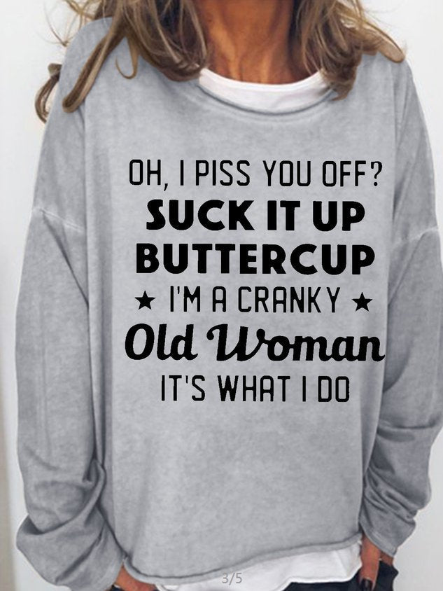 RomiLdi Women's Oh I Piss You Off Funny Letter Crew Neck Casual Sweatshirt