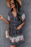 rRomildi Bohemian V Neck Casual Mini Dress