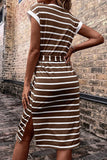 rRomildi Casual Simplicity Striped Frenulum Printed Dresses