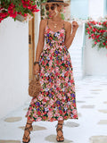 RomiLdi 2023 Spring Dress Backless V Neck Floral Print Slit Dress
