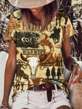rRomildi Women's Vintage Western Pattern Print T-Shirt