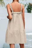 RomiLdi Casual Simplicity Solid Frenulum V Neck Cake Skirt Dresses