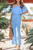 RomiLdi Casual Daily Solid Solid Color Off the Shoulder Regular Jumpsuits