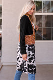 RomiLdi Western Style Printed Color Block Open Front Cardigan