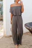 RomiLdi Casual Daily Solid Solid Color Off the Shoulder Regular Jumpsuits