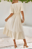 rRomildi Sweet Elegant Solid Solid Color V Neck A Line Dresses