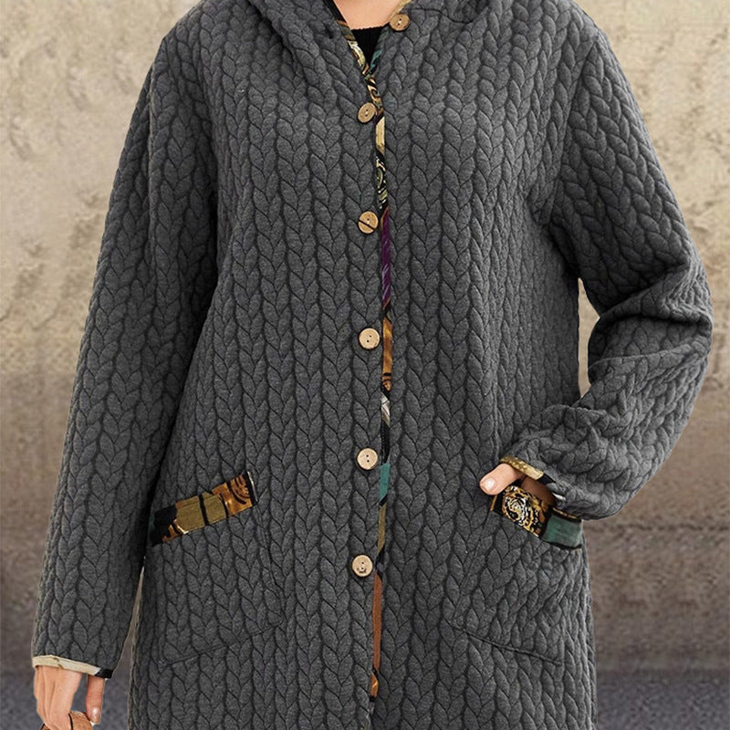 RomiLdi Womens Cotton Coat Single-breasted Hoodie Coat Outerwear Plus Size