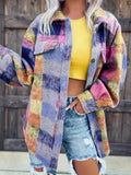 RomiLdi Women's Jackets Tie-Dye Print Lapel Wool Long Sleeve Jackets