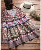 rRomildi Women's Boho Blouse Cotton Linen Vintage Shirts V-Neck Pleated Lace Hem Shirt Blouse