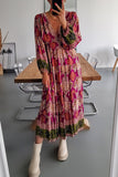 rRomildi Elegant College Print Patchwork V Neck Printed Dress Dresses(4 Colors)