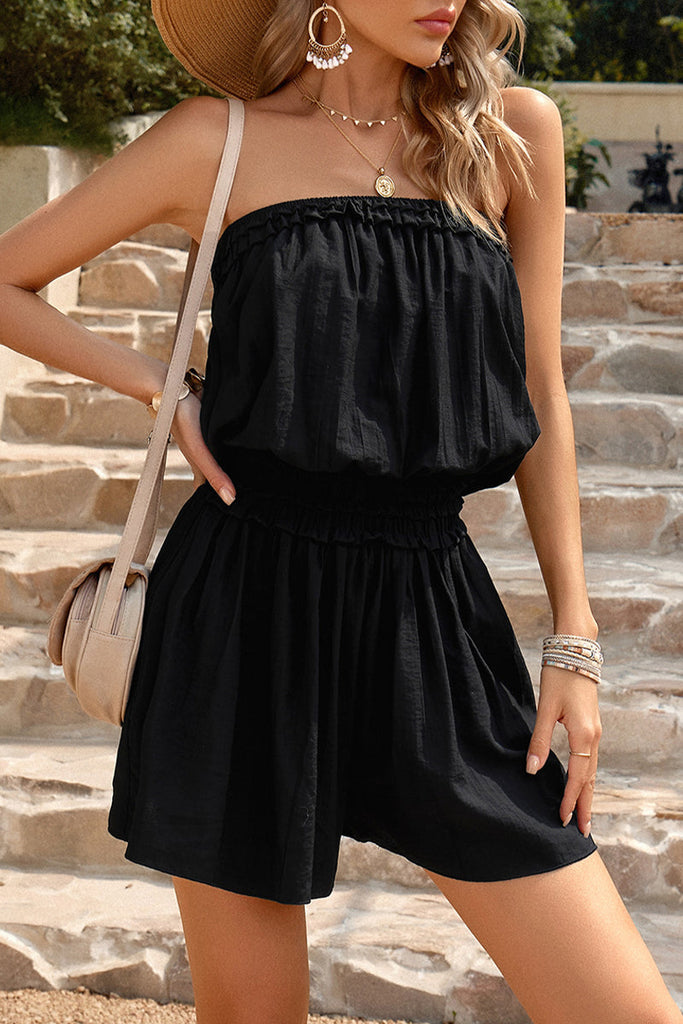 rRomildi Casual Simplicity Solid Strapless Loose Jumpsuits