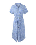 RomiLdi Women's Boho Dress Floral Print Single Breasted Midi Dress